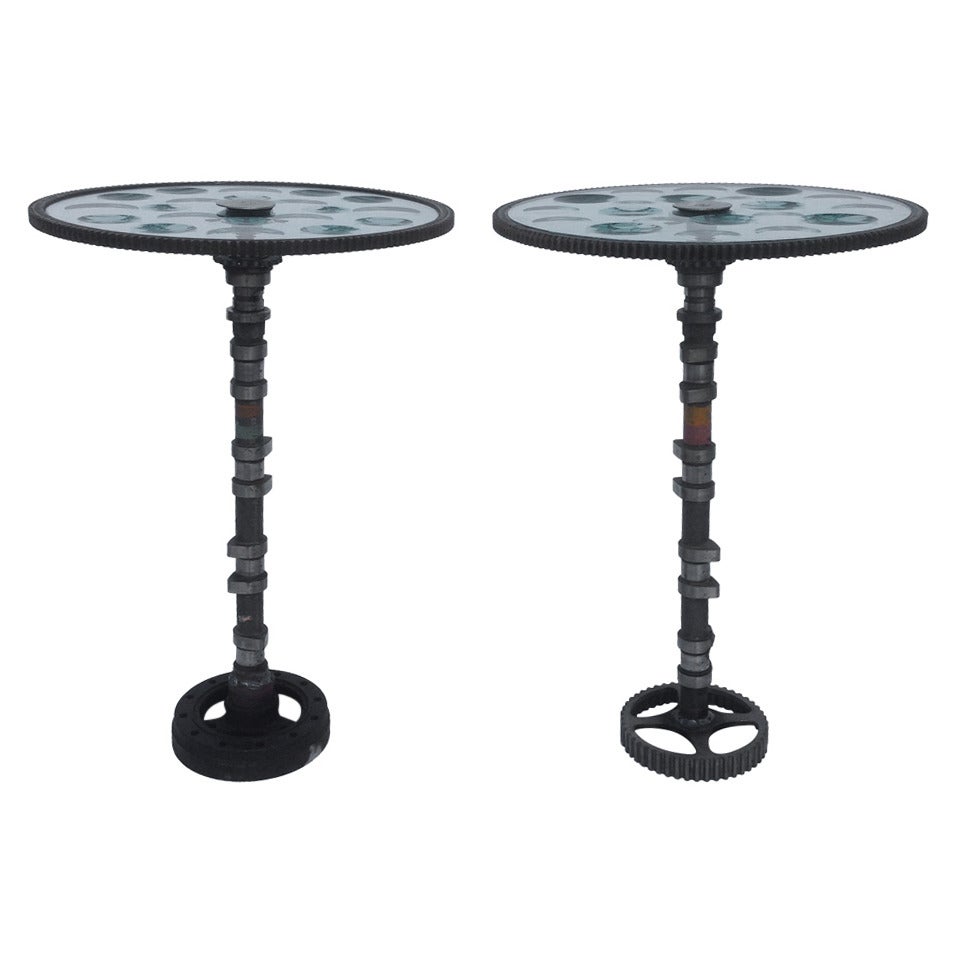 Feliciano Béjar Pair of Small Magiscope End Tables For Sale