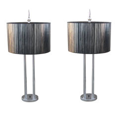 Tall Pair of Four Post Mid-Century Modern Table Lamps 10