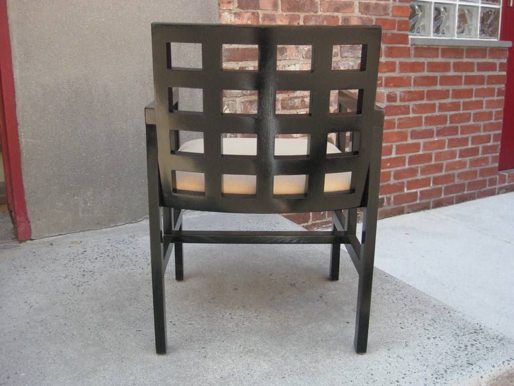 American Curved Back Set of Six Ebonized Chairs