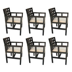 Curved Back Set of Six Ebonized Chairs 11