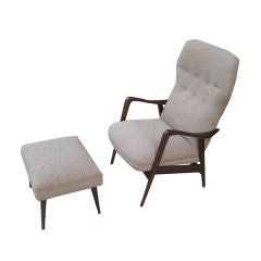 Gio Ponti Style Most Comfortable Rocking Chair and Ottoman
