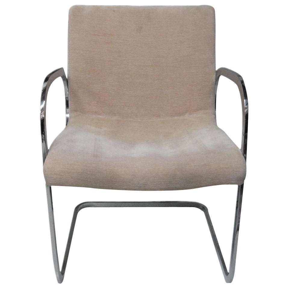 Nickel Armchair after Milo Baughman For Sale