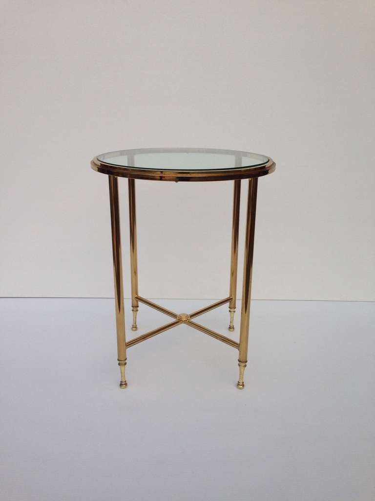 Very elegant pair of X base end or side tables attributed to Milo Baughman for DIA.