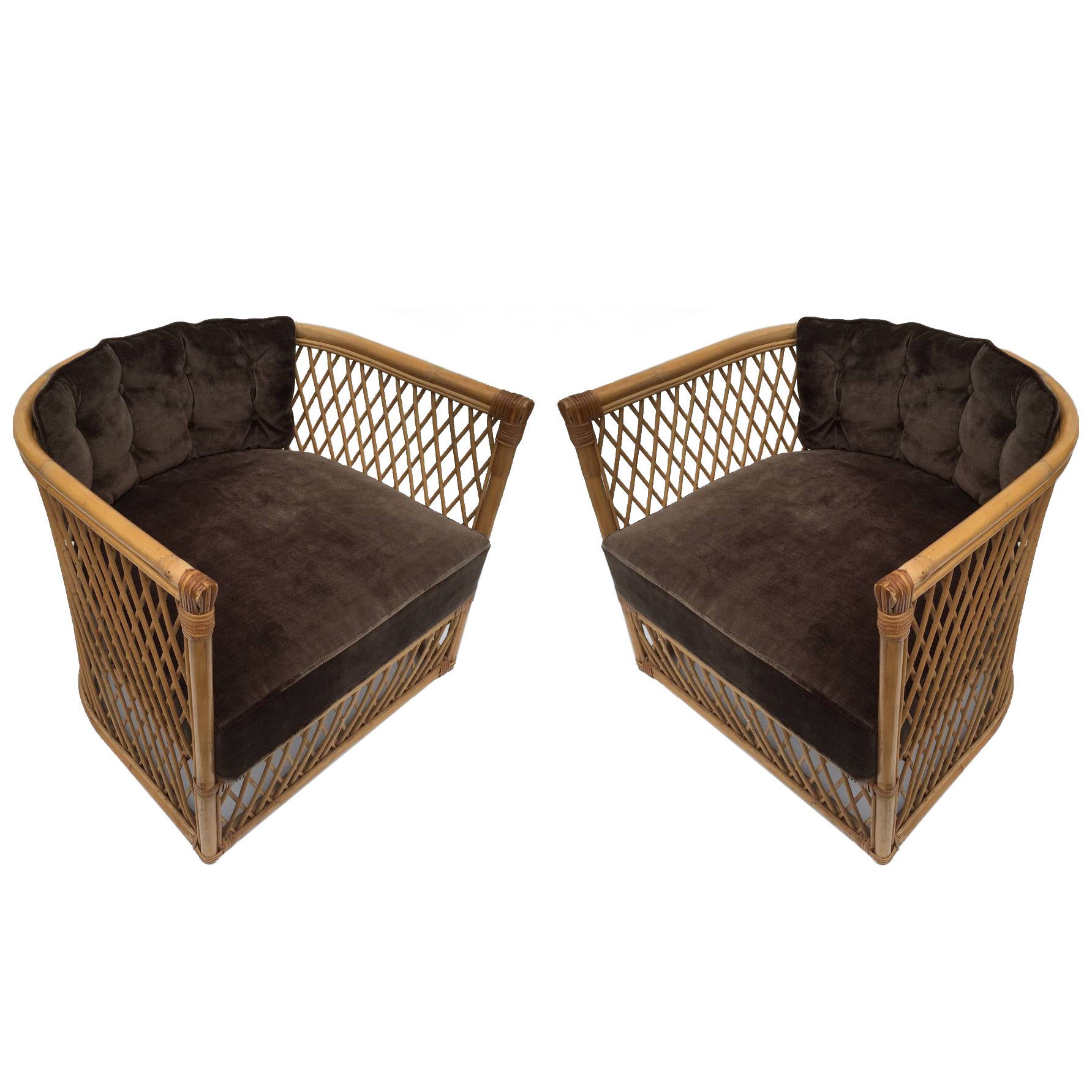 Pair of Rattan Chairs after Jean Royere