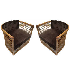 Pair of Rattan Chairs after Jean Royere