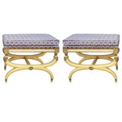 Pair of French X Benches in the Manner of Maison Jansen