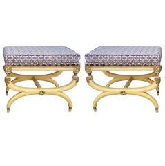Vintage Pair of French X Benches in the Manner of Maison Jansen