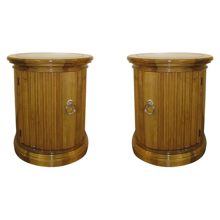 Pair of Fluted Column Bedside End Tables at 1stDibs