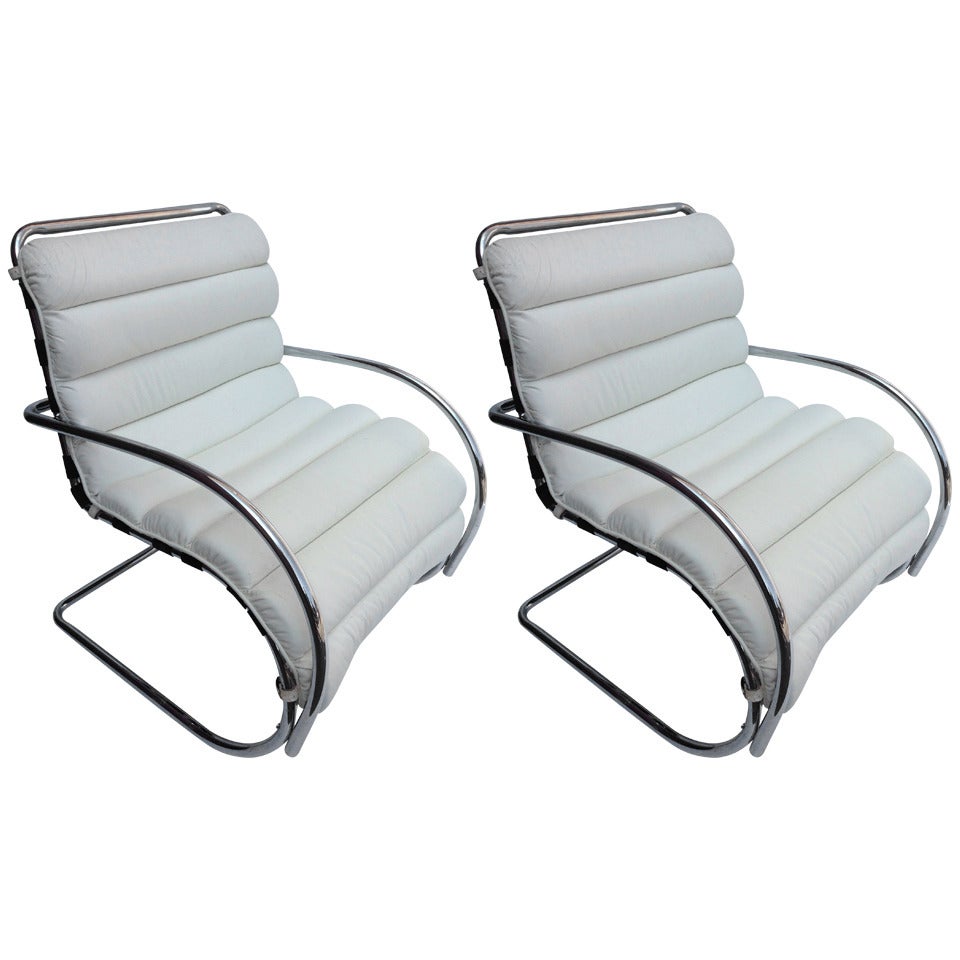 Pair of Chairs after Mies van der Rhoe For Sale