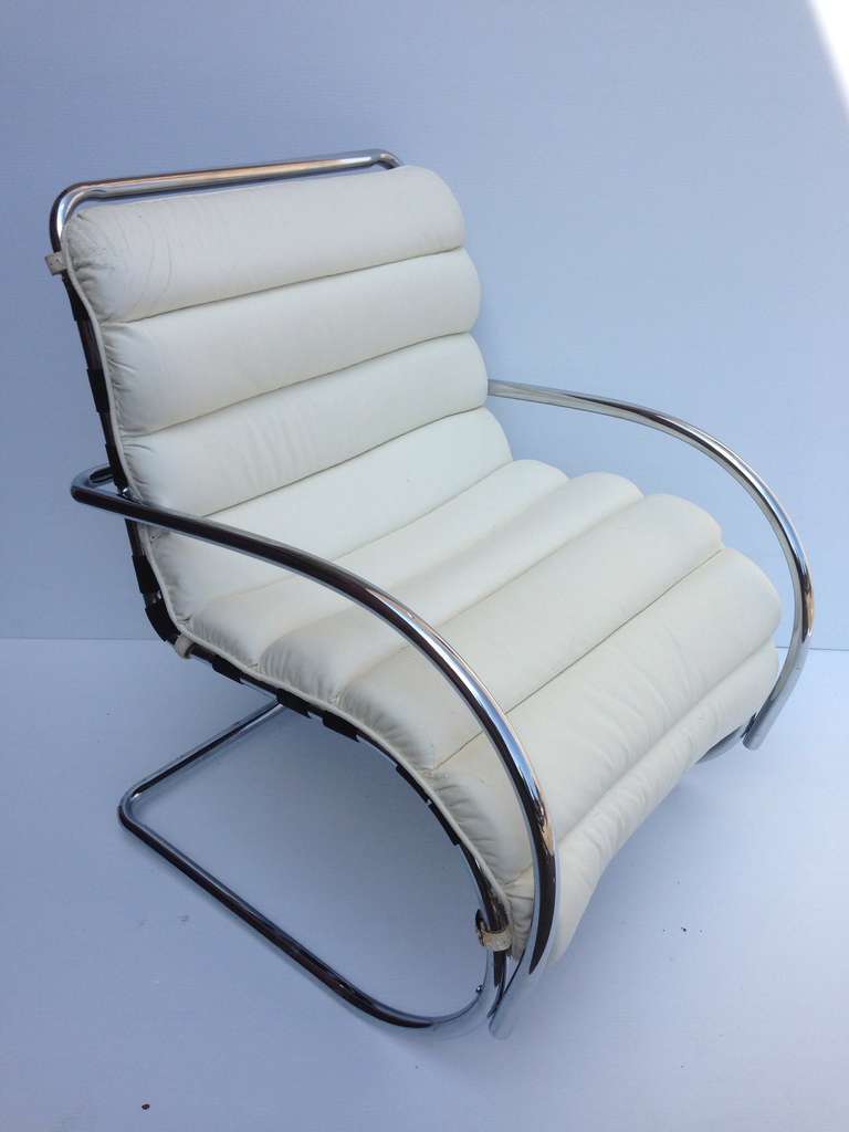 Pair of MR style chairs after Mies Van Der Rhoe for Knoll metal in good condition, needs new cushions.
