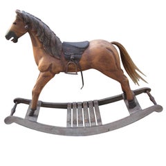 Vintage Large  Wood Toy Rocking Horse