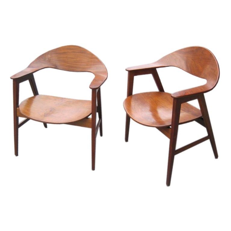 Exceptional Pair of Bent Wood Arm Chairs at 1stdibs