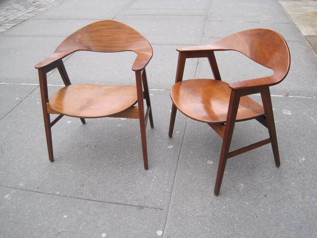 Exceptional Pair of Bent Wood Arm Chairs at 1stDibs