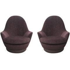 Used Pair of Swivel Barrel Chairs in the Manner of Vladimir Kagan