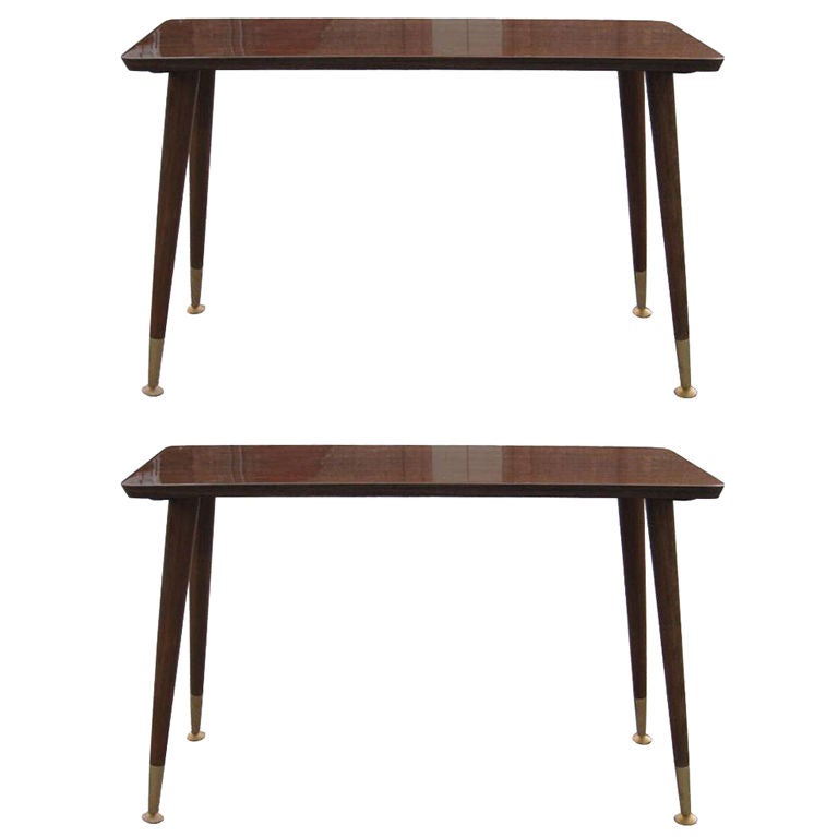 Pair of Narrow End Tables with Removable Legs