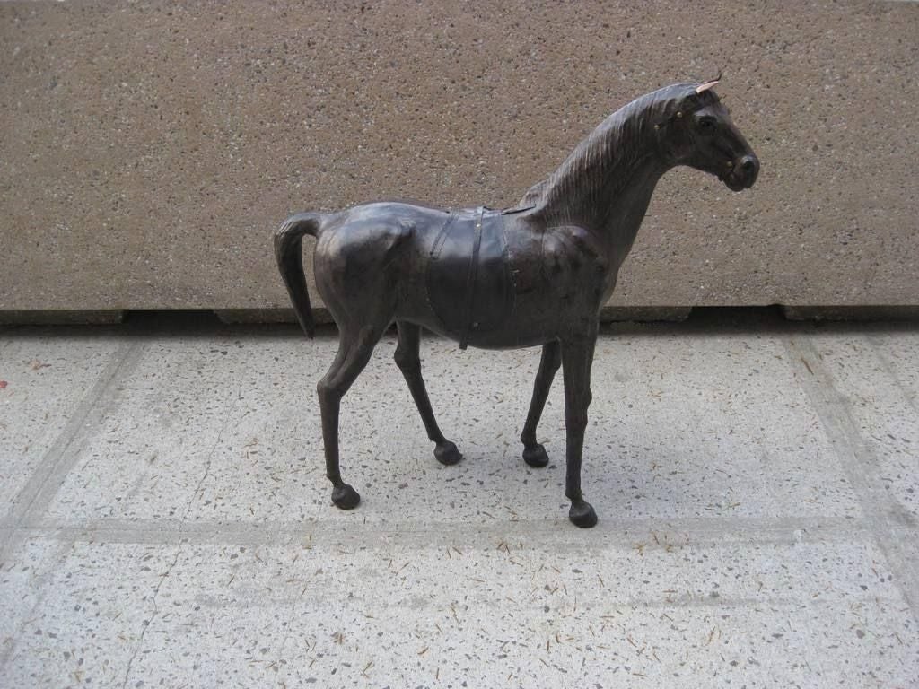American Leather Horse Sculpture For Sale