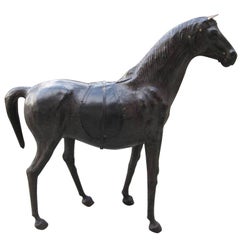 Vintage Leather Horse Sculpture