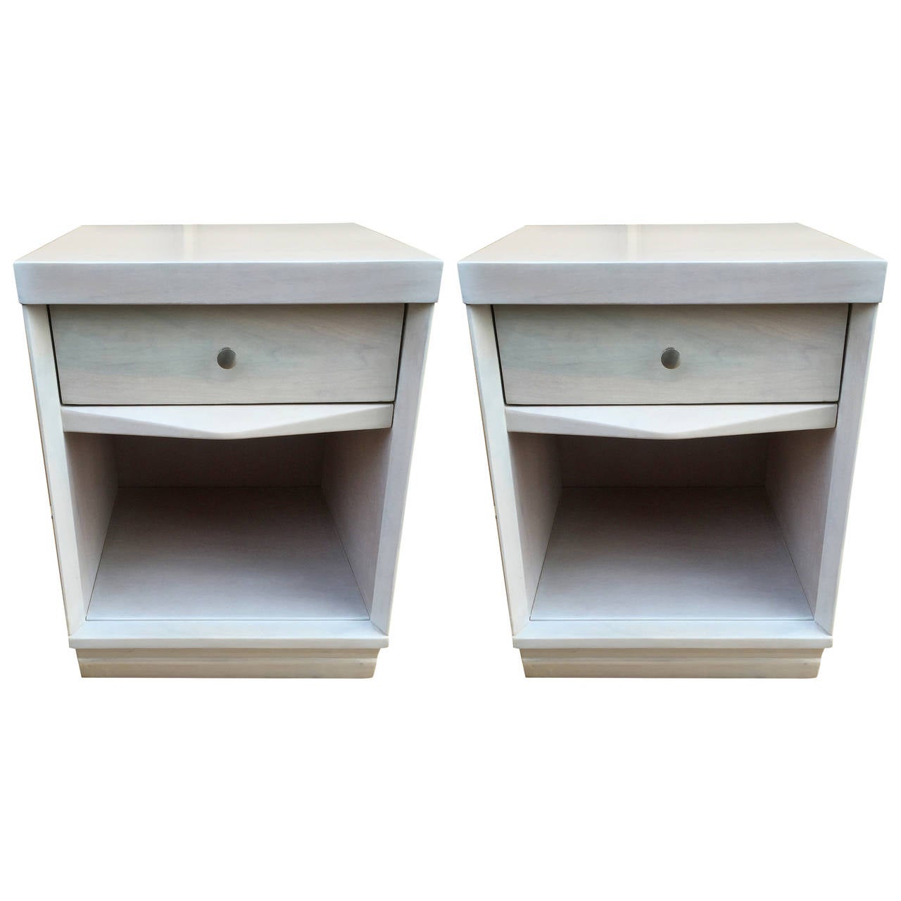 Pair of Signed White washed End Tables at 1stDibs