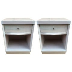 Pair of Signed White washed End Tables