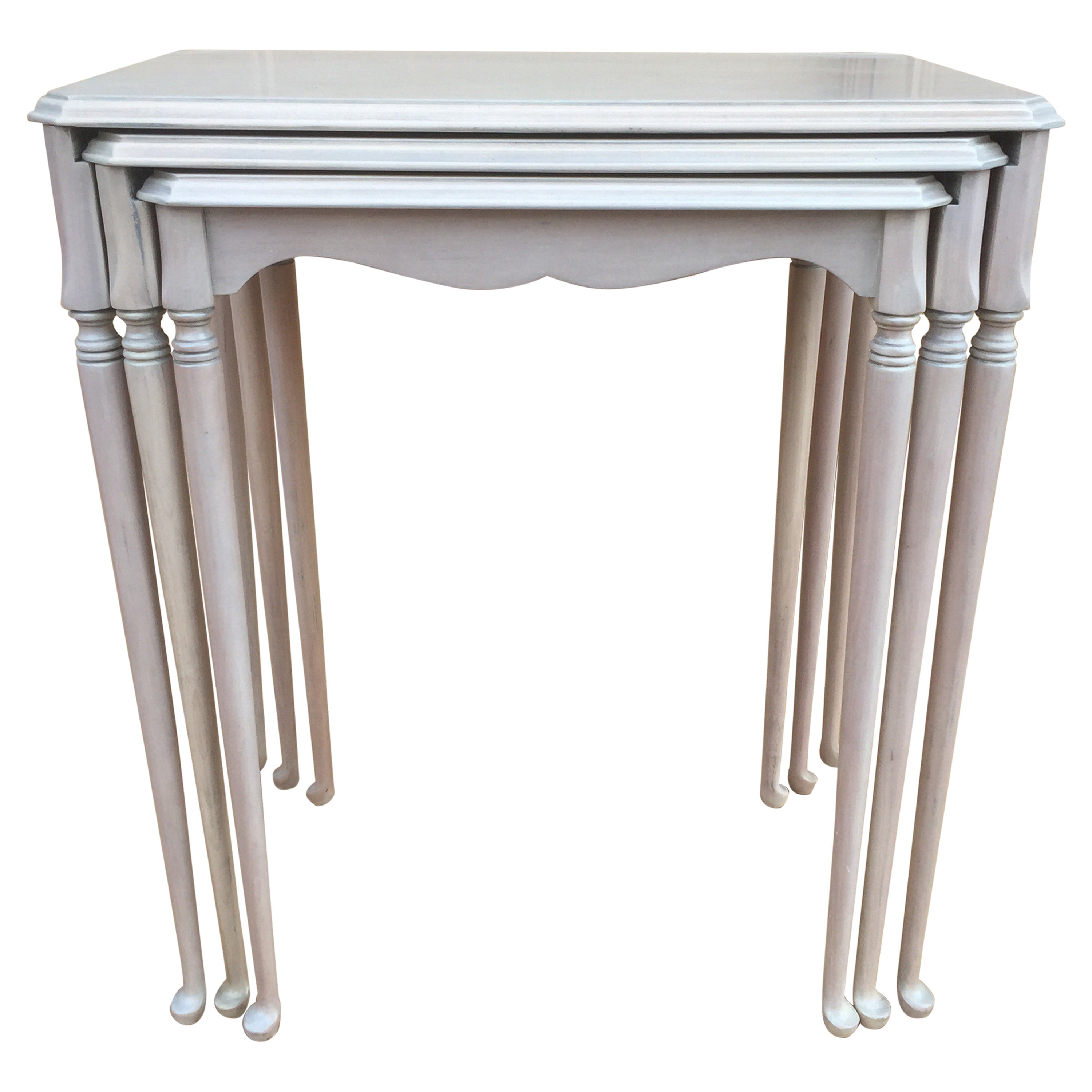 Set of Whitewashed Golf Club Nesting Tables For Sale