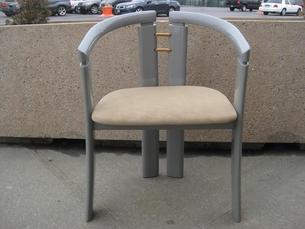 Pair of ultra-modern Pamplona chairs in the manner of Ib Kofod-Larsen, will refinish to clients specs. This item is on sale for a clearance price