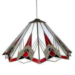 Deco Inspired Stained Glass Ceiling Fixture