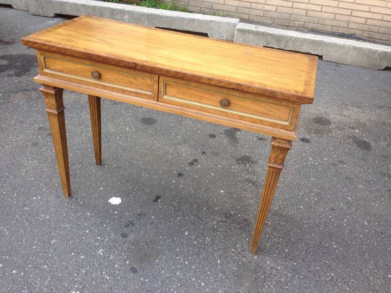 Sofa table console with two drawers will refinish to yours or your client's specification.