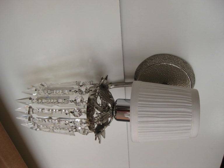 Pair of Hollywood Crystal Sconces For Sale 3