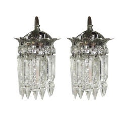 Pair of Hollywood Crystal Sconces 5