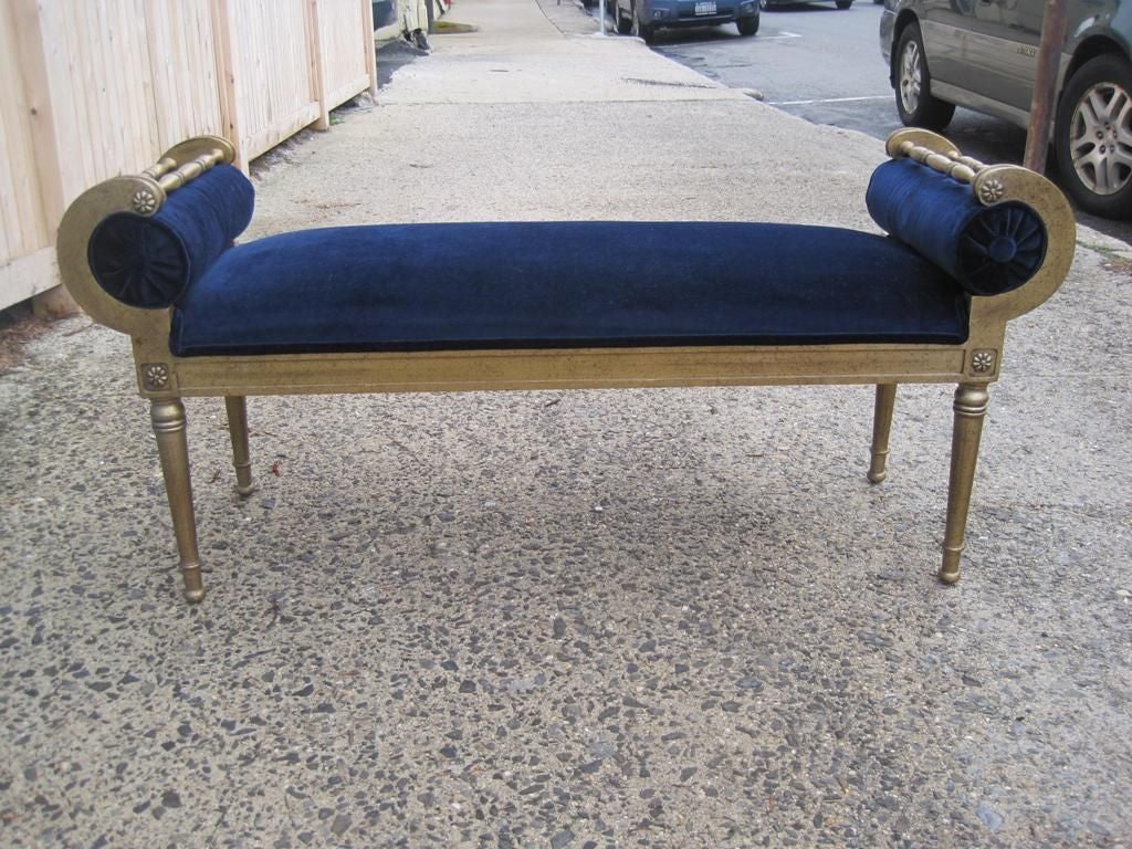 Hollywood Regency Bench, newly upholstered, to see our collection please visit sjulian.1stdibs.com