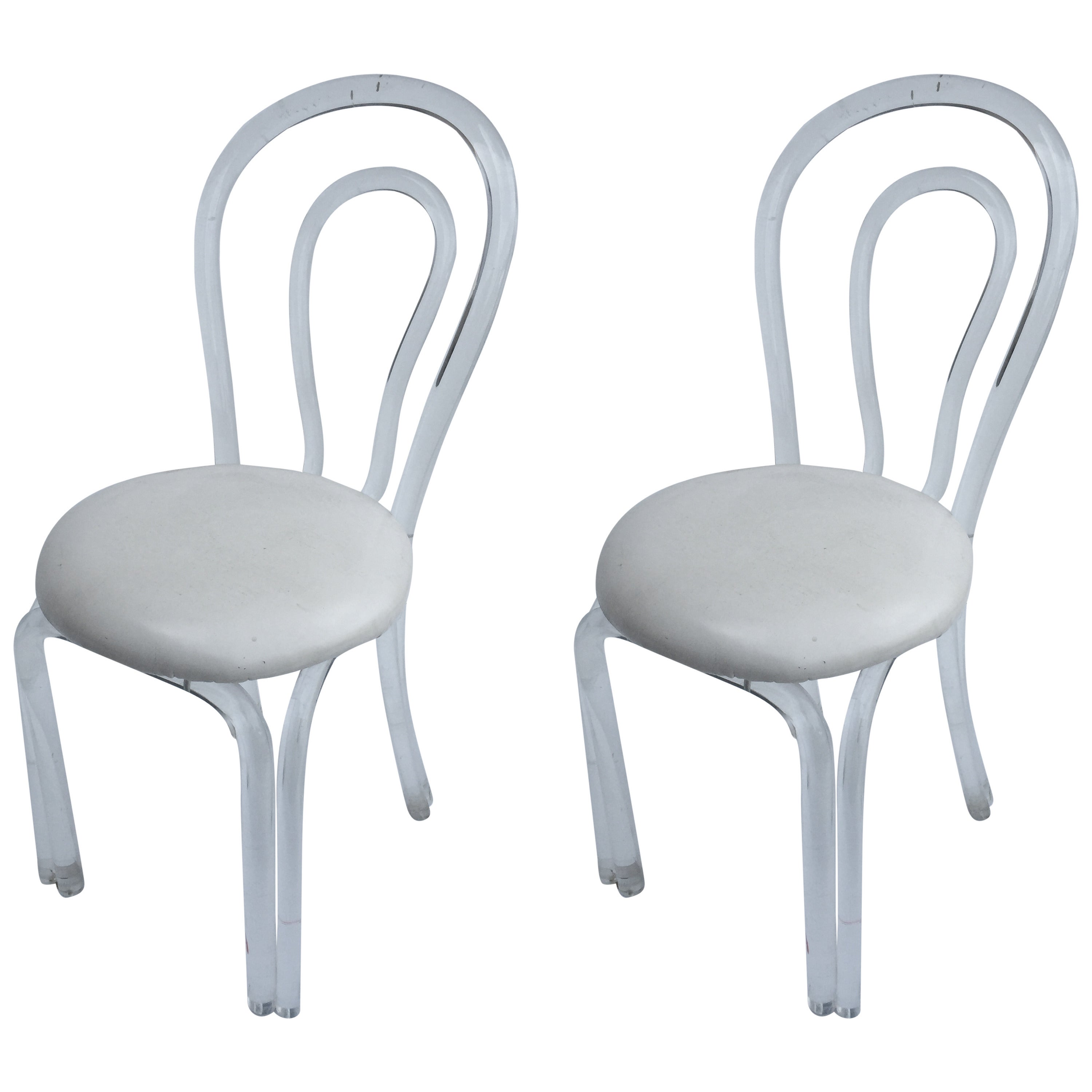 Pair of Hollywood Lucite Chairs For Sale