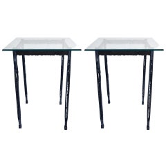 Pair of Torch Cut Narrow Tall End Tables