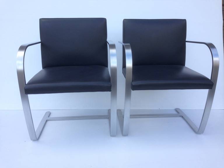 American Pair of Armchairs by Mies van der Rohe for Knoll, 1980s For Sale
