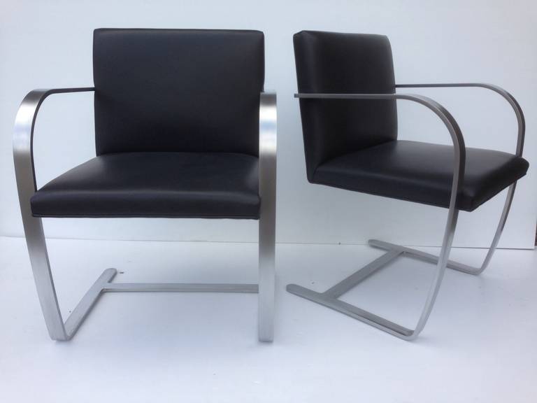 Pair of Brno “Bruno”armchairs by Mies van der Rohe for Knoll, 1980s. Set of 3 also available as well as pair of brown.
