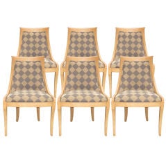 Set of Six Crackled Klismos Chairs after Baker