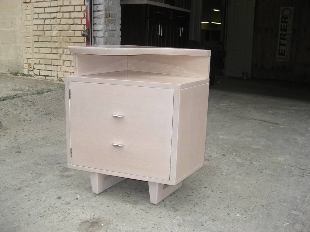 Pair of Whitewashed Cerused Sleigh Tables