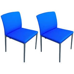 Stunning Beautiful Blue Pair of Side Chairs 2