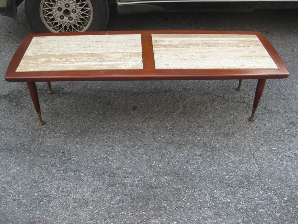 Pair of Marble Top End Tables with Caning In Good Condition For Sale In Bronx, NY
