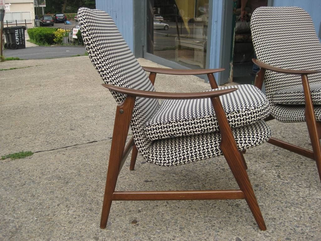 Pair of Upholstered Danish Lounge Chairs 1