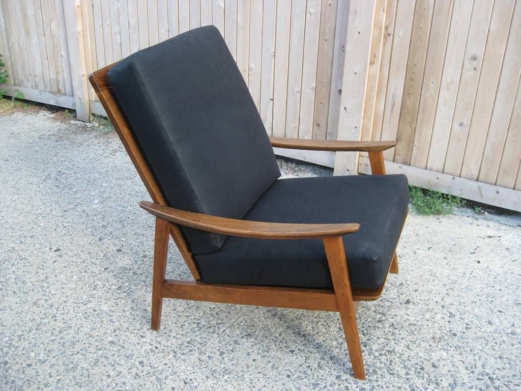 Tall Back Single Twin Cushion Danish Style Lounge Chair.