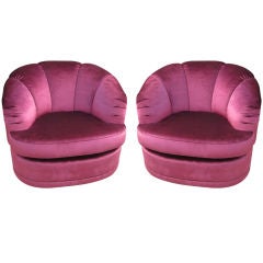 Pair of Plush Hollywood Glamorous Swivel Chairs