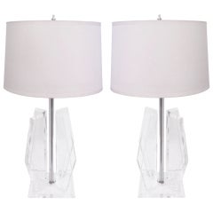 Pair of Exceptional Lucite Table Lamps