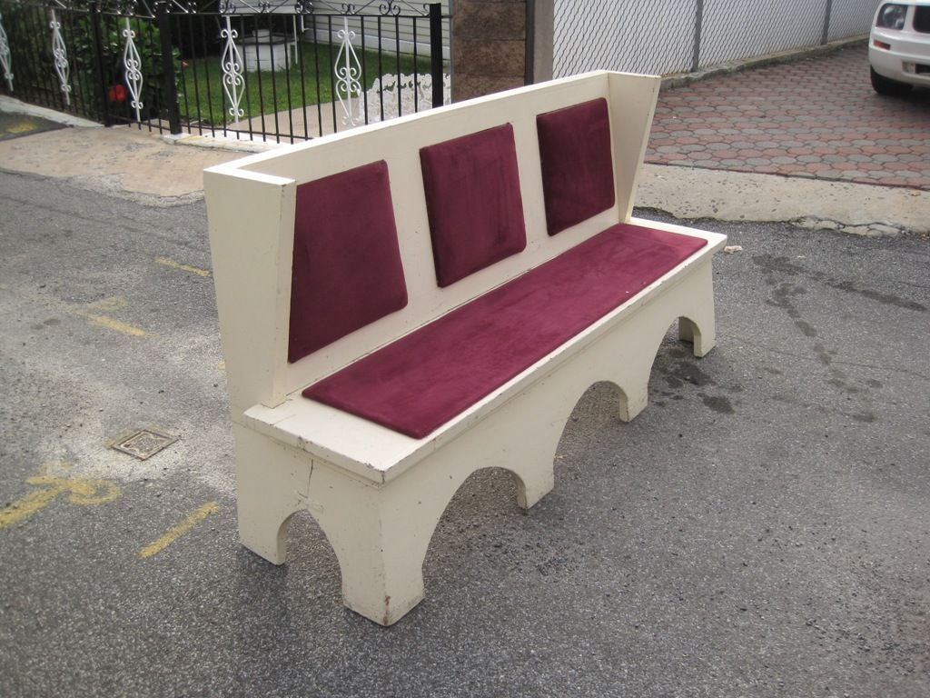"City Center" spectacular pair of handcrafted wingback banquettes, from the New York Landmark Theater, Moorish Accents incorporated into a modern bench design, with this pair you will own a part of this great city's history in your home.