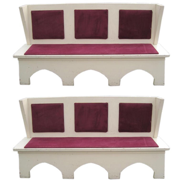 Pair of NYC Historical Landmark City Center Wingback Banquettes For Sale
