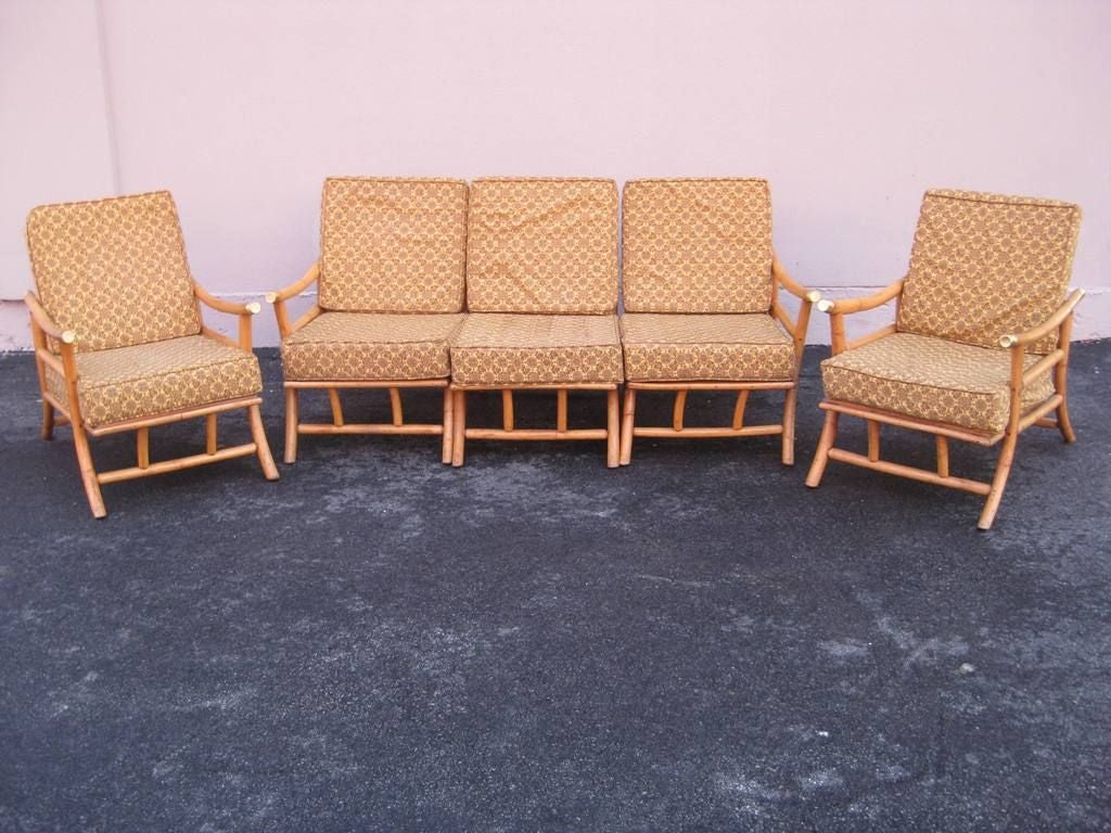 Set of Rattan Klismos Sun Room Chairs For Sale at 1stDibs
