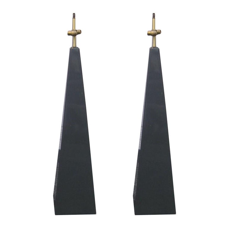 Pair of Elongated Pyramid Floor Lamps For Sale