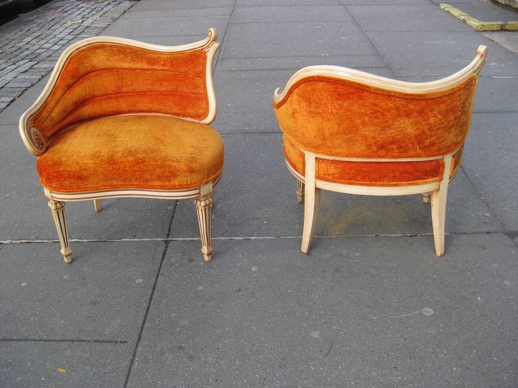 Hollywood Regency Pair of Asymmetrical Lounge Chairs