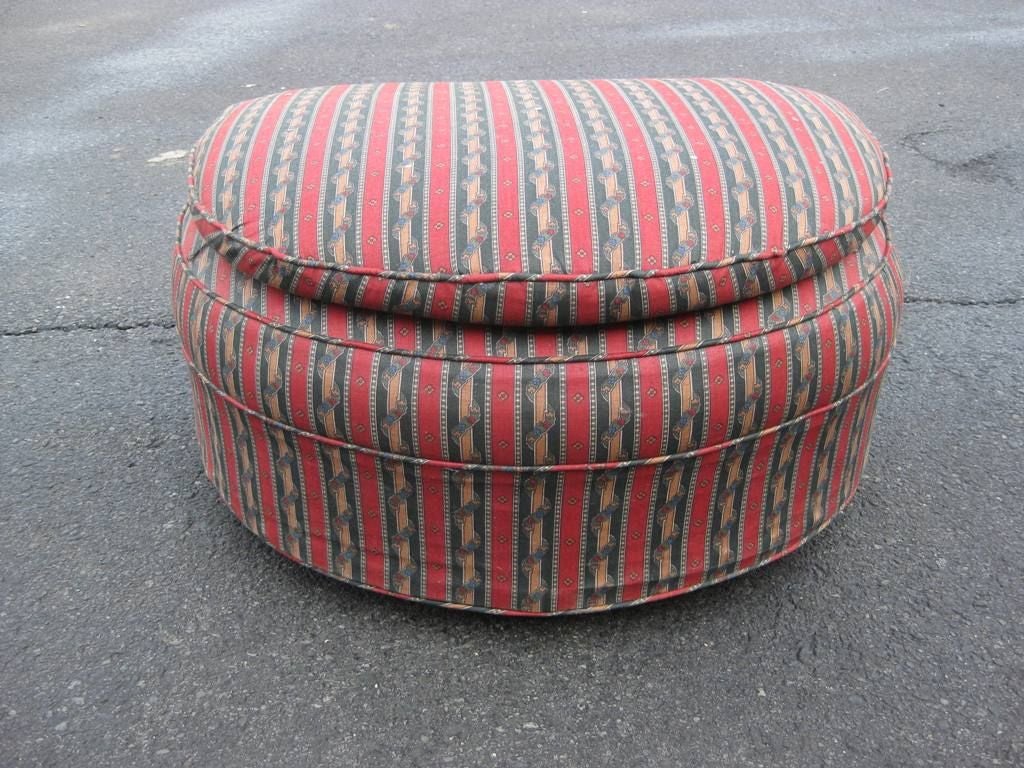 Demilune rolling ottoman, half round semicirclecushion and design footstool.