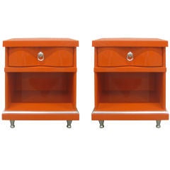 2 Pairs of Orange Bedside End Table