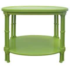 Lime Green Faux Bamboo Oval Side Table after T.H. Robsjohn-Gibbings